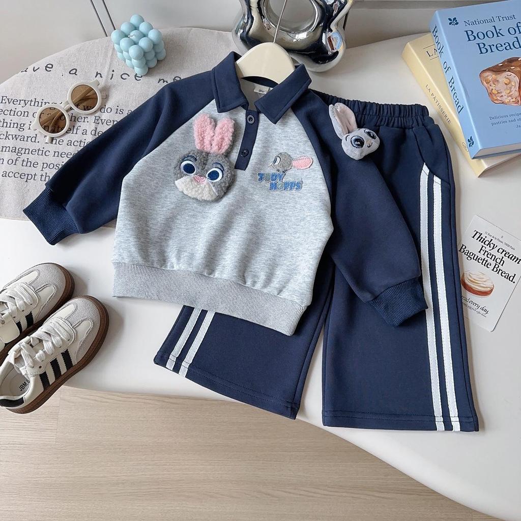Autumn Rabbit Long Sleeve Top & Pants Set for Baby Girls - AQB108