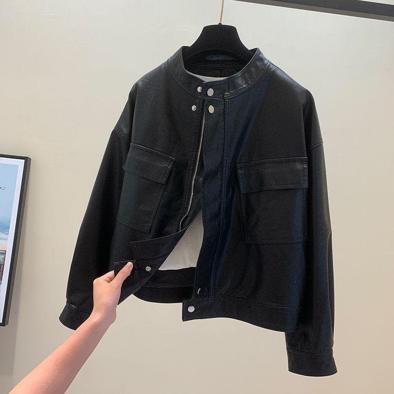 Damen Modische Retro Biker Lederjacke - 2025 Herbstkollektion, Vielseitiges Kurzes PU-Design