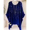 Summer Top Women Arrival Elegant Vacation Style Plus Size Simple Casual Meteor Pattern Print Irregular Hem Round Neck T-Shir
