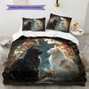 Leaf Cat Pattern Bedding Quilt Set  Home Decoration  Gift (1 * duvet cover + 2 * pillowcase  without core)