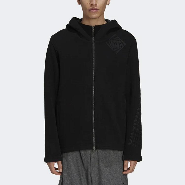 Y-3 FW21 Vyšívaná ležérní bunda s kapucí Pánské bundy Černá HB3344
