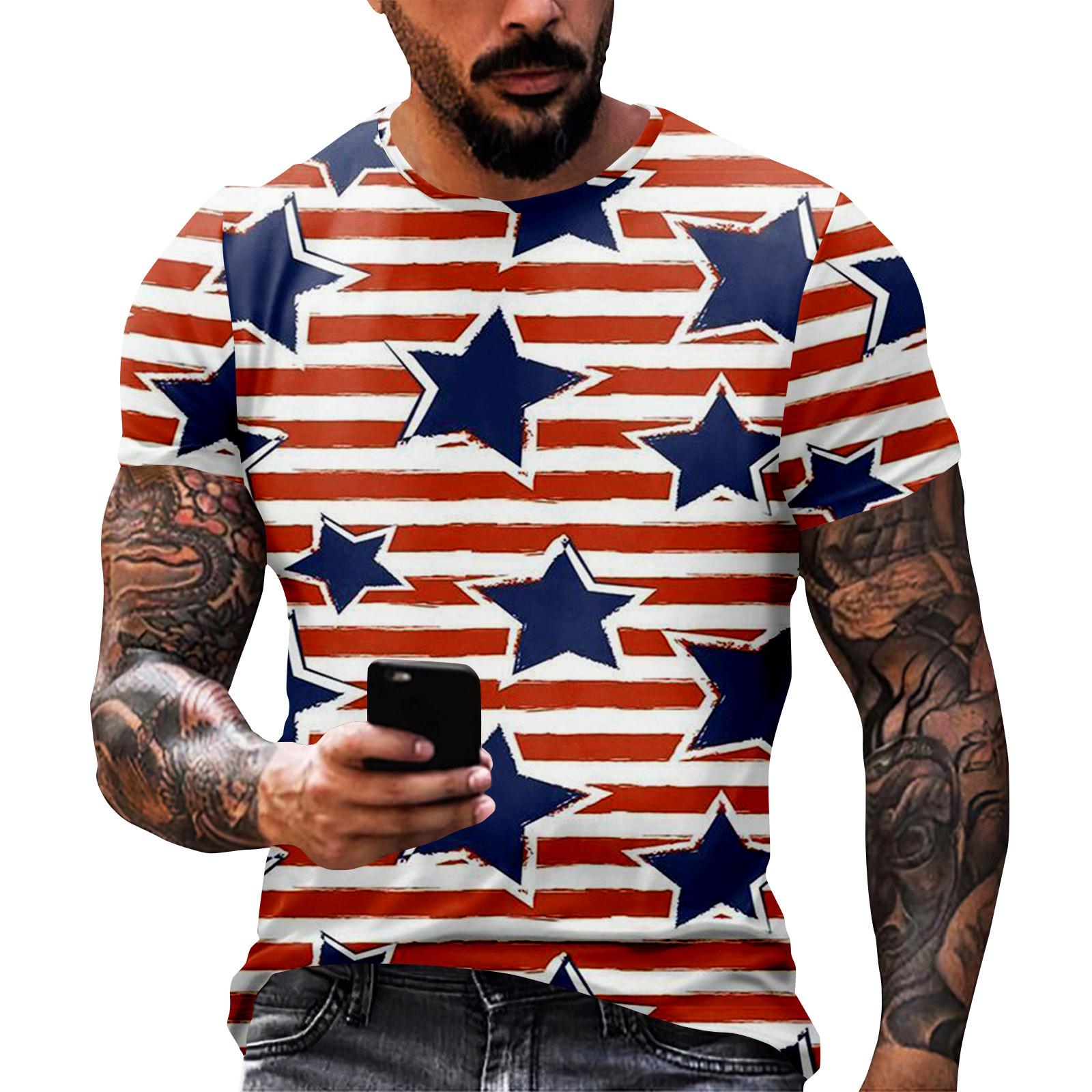 

Принт «День независимости» — мужская повседневная футболка с круглым вырезом и короткими рукавами S