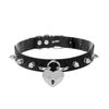 Black Punk Heart Leather Choker, Harajuku Dark Heart Clavicle Neck Band