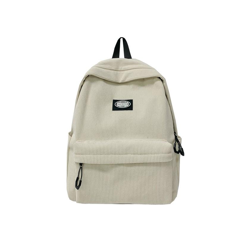 Zaino in velluto a coste da studentessa a tinta unita