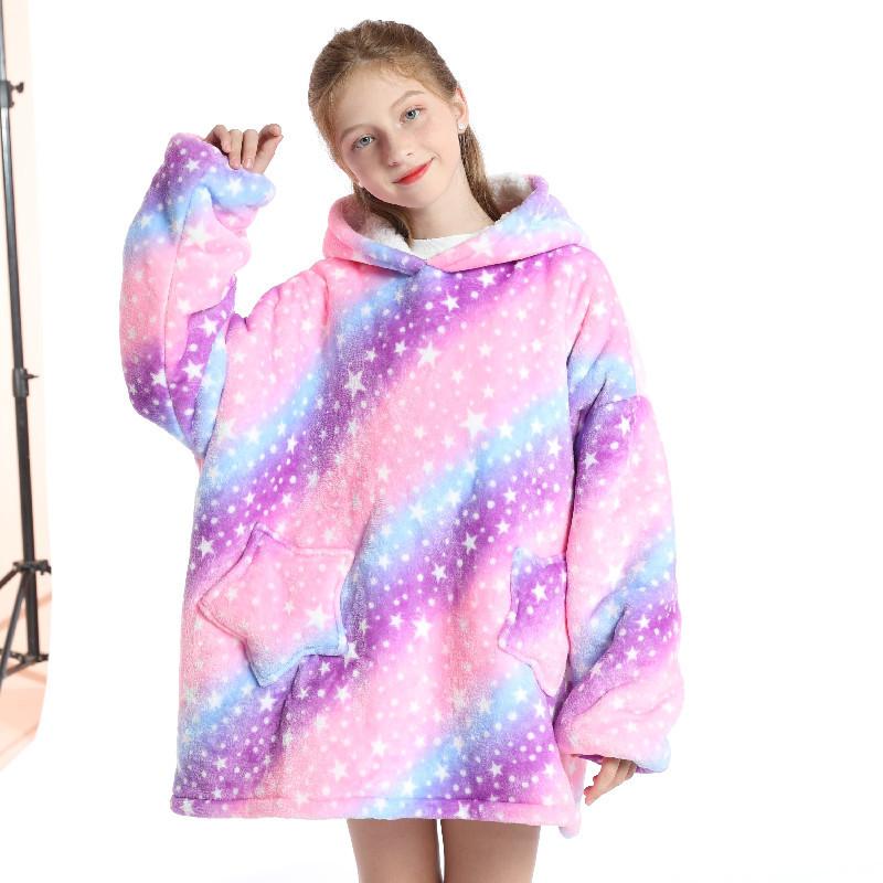 Autumn and Winter Sports and Leisure Warm TV Blanket Senior Children's Plush Comfortable Soft Bathrobe Warm Fluffy Robe