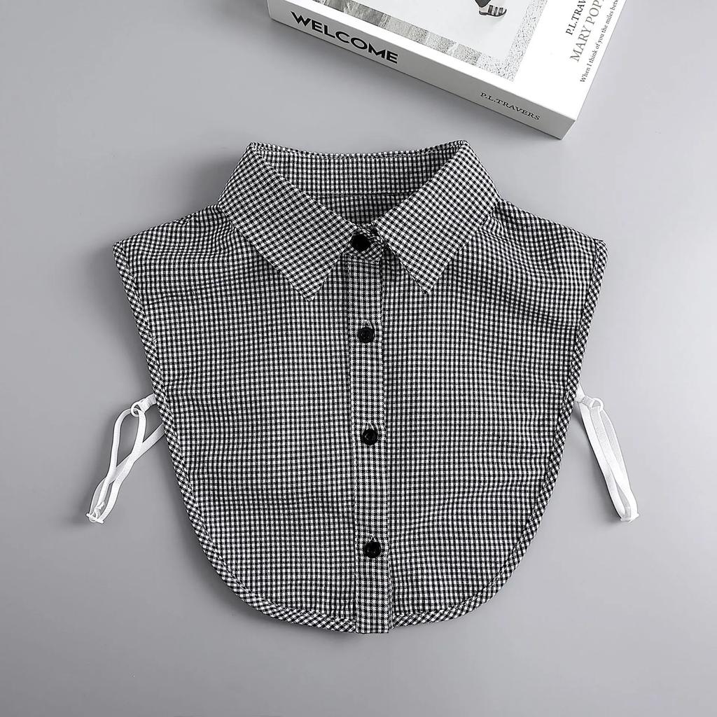 Ins Fake Collar Plaid Shirt Detachable Collars Solid Shirt Womens Dickie Collar White Girls Top Clothes Dickey Collar For Women