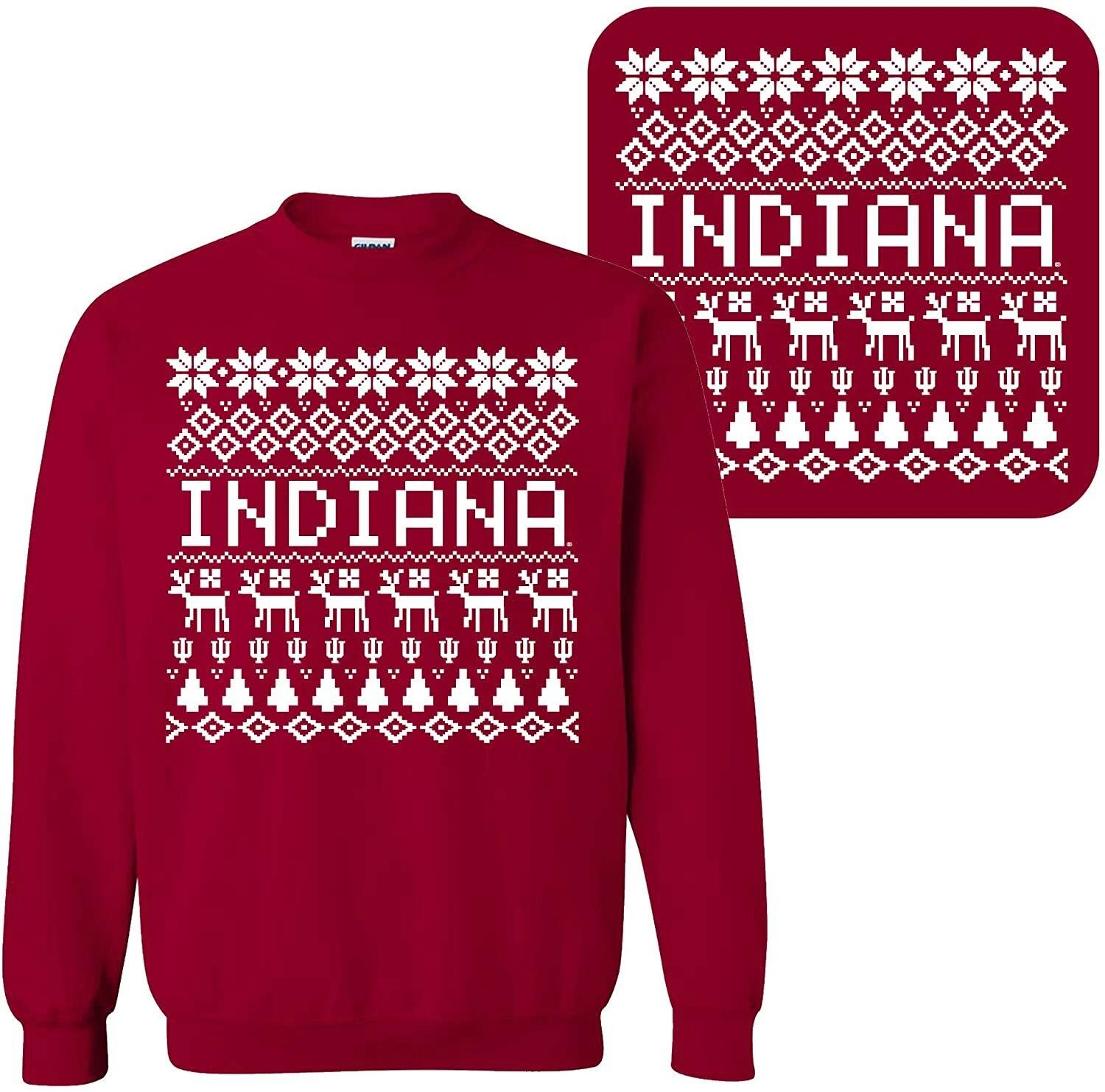 Indiana Hoosiers Ugly Holiday Sweater Crewneck Sweatshirt - Cardinal M