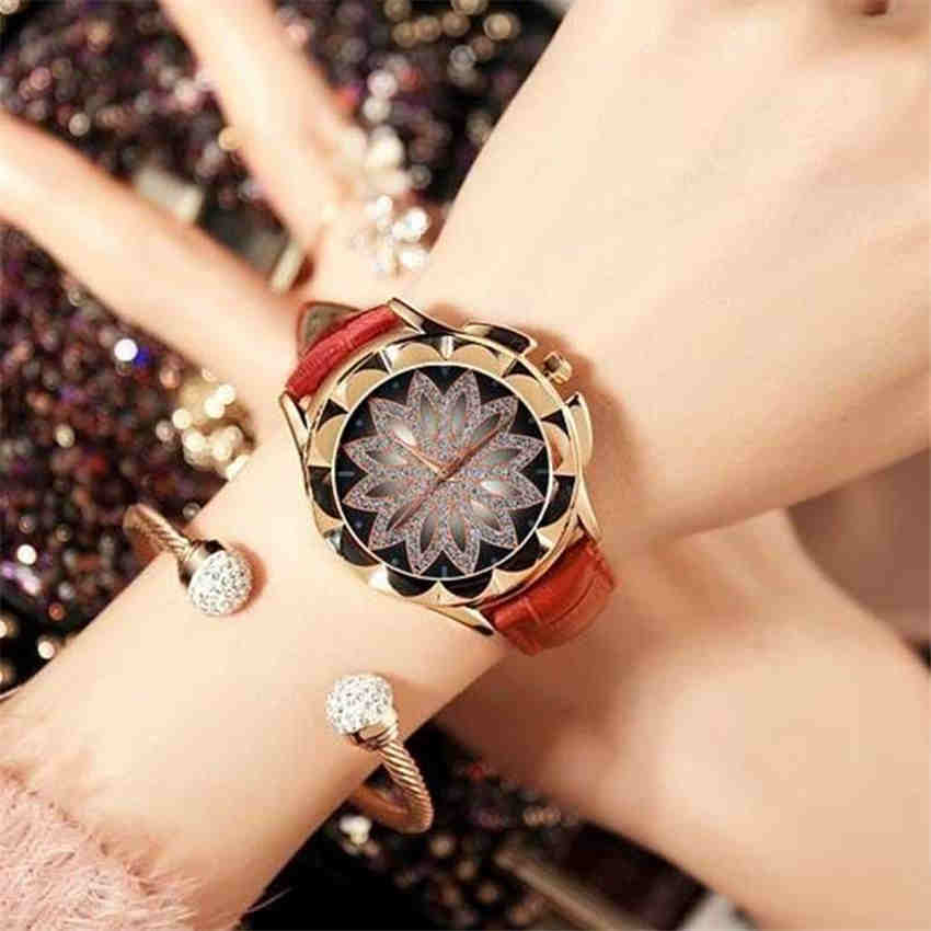 Fashion Females Quartz Watches Leather Band Big Dial Bracelet Women Wristwatch Watch