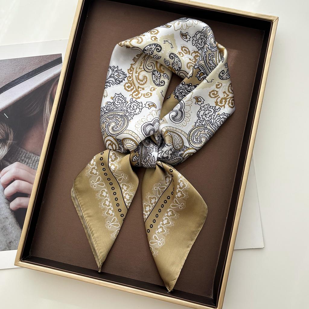 Fashion Women Leopard Print Square Scarf Silk Feeling Neckerchief Bandana Lady Shawl Scarves Wrap Head Kerchief Hair Band Ties