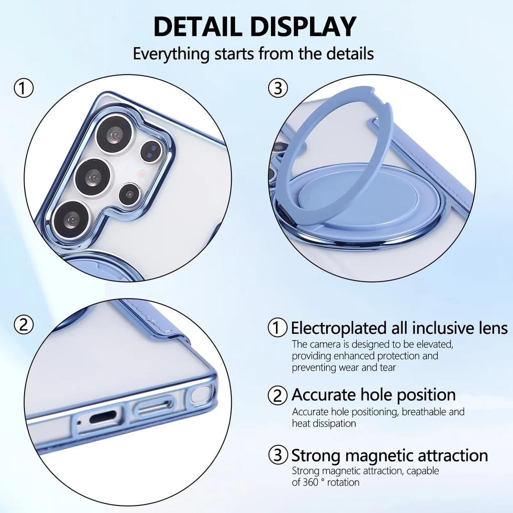 Rotating Stand Magnetic Phone Case for Samsung S26 S25 S24 S23 Ultra S22 Plus Leather Slot Card Wallet Magsafe Transparent Cover
