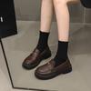 Thick-soled women's autumn new one-pedal versatile single shoes soft-soled soft leather retro round head small leather shoes