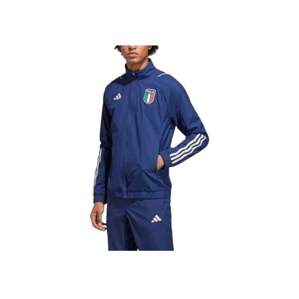 Adidas Italy Tiro 23 Presentation Jacket Logo Print Retro Sports Stand Collar Zip Long Sleeve Jacket Men Jacket Blue HS9872