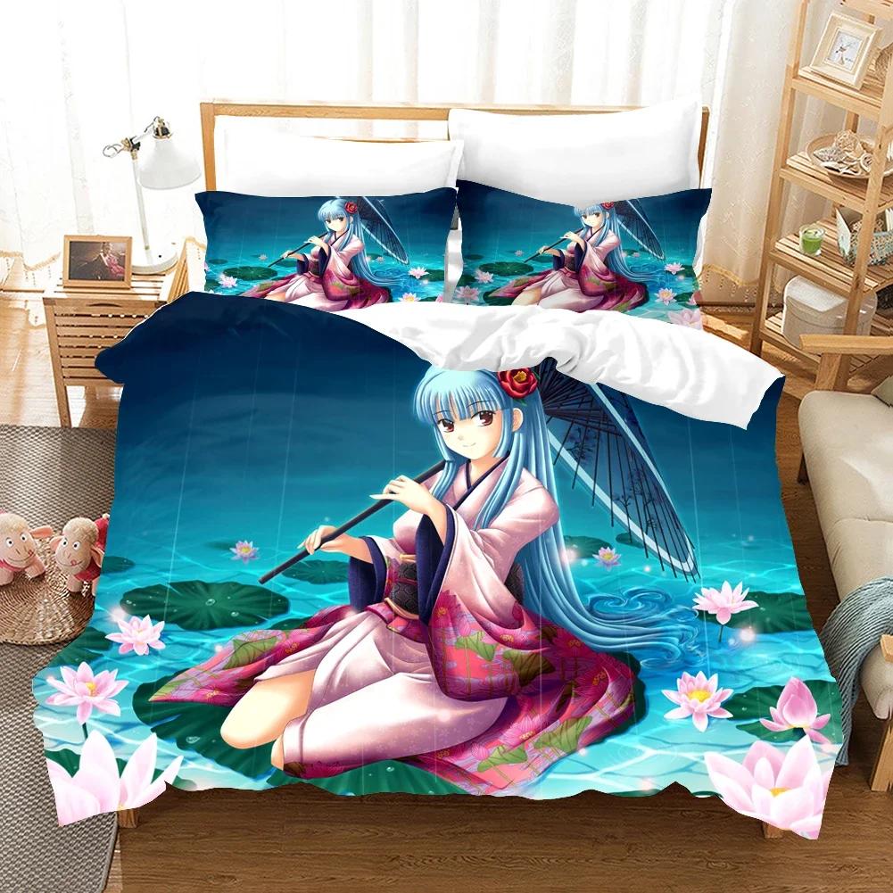 Anime Girl Bedding Set Cartoon Fashion 3D Print Comforter Luxury Queen King Single Duvet Cover Set Home Textile Decor Modern