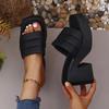 European-American Thick-Sole Chunky Heel Square Toe Sandals - Women's Summer High-Heeled Wide-Strap Slippers
