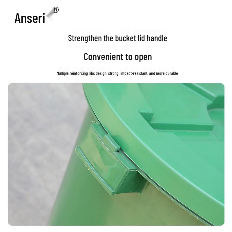 Ansaire Commercial Outdoor Round Plastic Trash Can with Lid