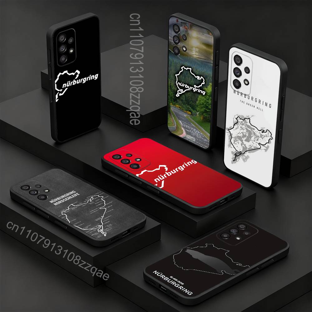 Nurburgring Sport Car Cool Phone Case For Samsung S 26,25,24,23,22,30,21,10,9,Ultra,Plus,Lite,FE,4,5G Black Soft Case