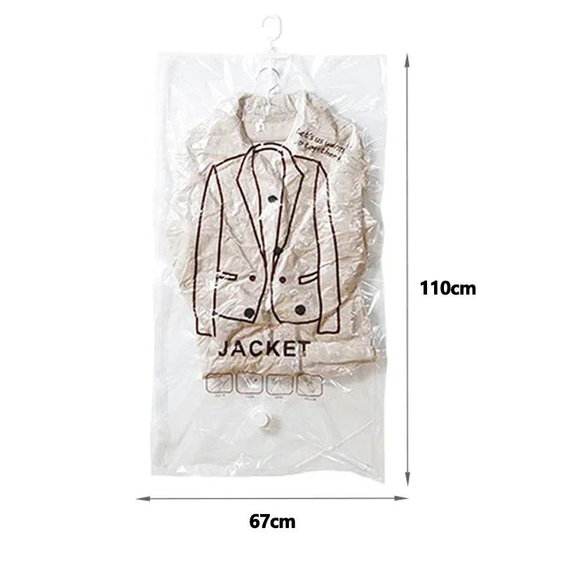 Hanging Vacuum Storage Bags Space Saver Bags Vacuum Seal Storage Bag for Suits Dress Coats Jackets Closet Organizer and Storage