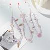 New small fresh pink purple glass beaded mobile phone chain niche design girl heart mobile phone lanyard pendant