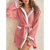 Women's Winter Warm Fuzzy Hooded Bathrobe Hooded Pajamas Plush Bathrobe for Women