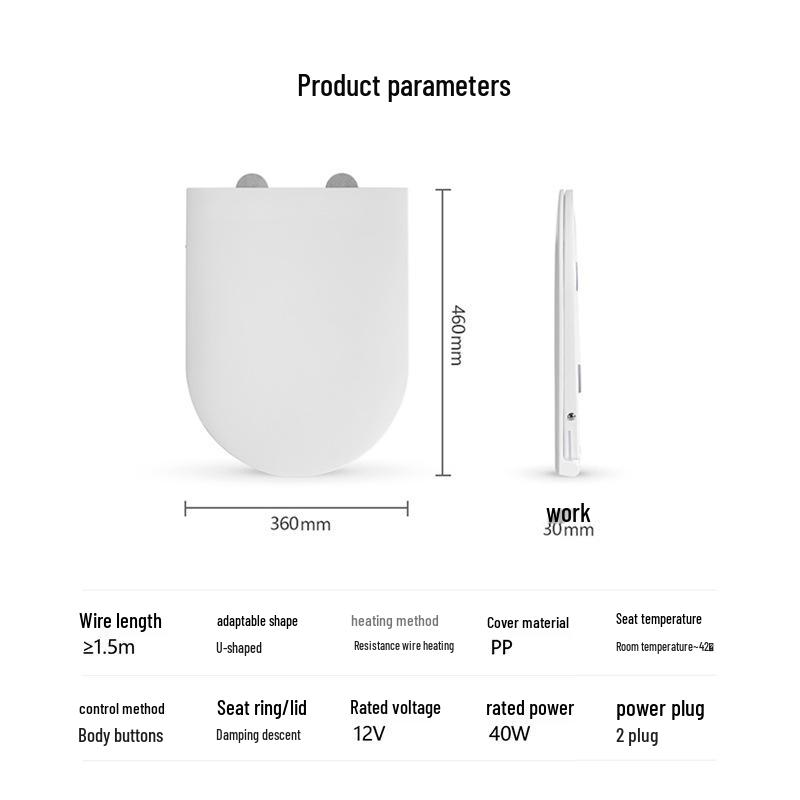 Universal Heated Toilet Seat Cover with Night Light & Intelligent Temperature Control