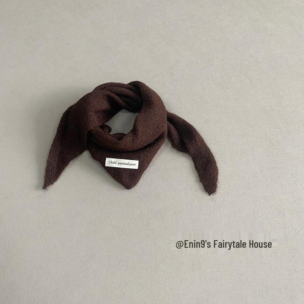 Unisex dziergany wełniany szalik dla dzieci - Ciepły, wiatroszczelny, z wzorem skrzyżowanego trójkąta na jesień i zimę