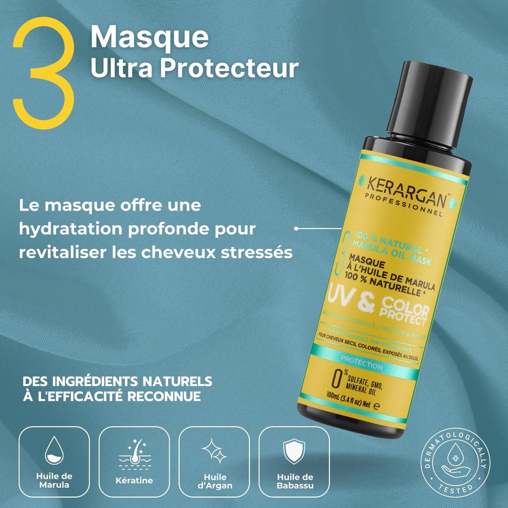 Kerargan - Kit de Voyage UV & Couleur à l'Huile de Marula - 3x100ml
