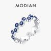 MODIAN Real 925 Silver Art Design Blue Eyes Stackable Finger Ring For Women Fashion Fine Party Jewelry Accessories