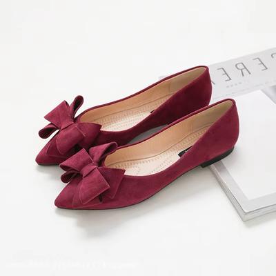 Nowe Buty Damskie Płaskie Buty Moda Wiosenna Zamsz Skóra Wsuwane Mokasyny Dziewczęce Kokardka Szpiczasty Nosek Buty Łódki