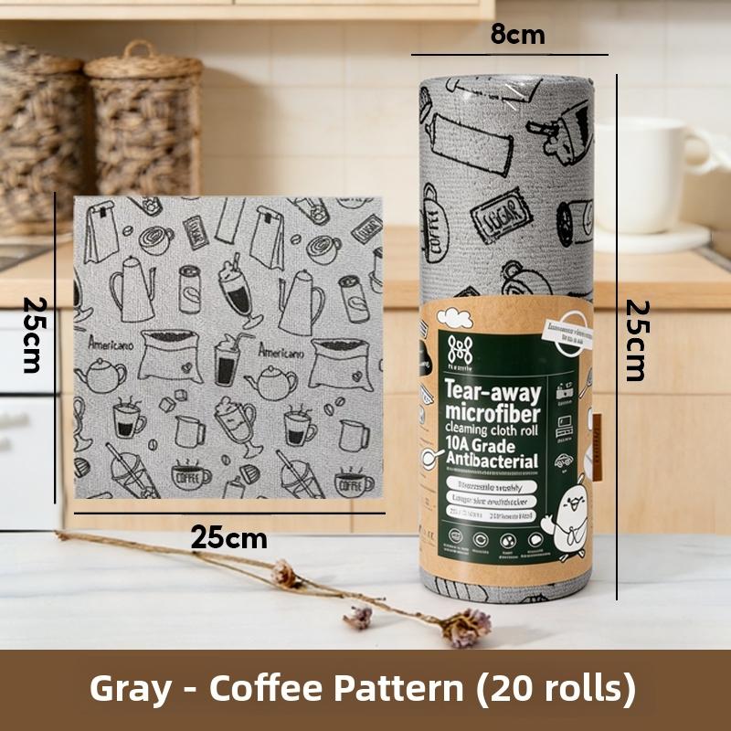 Tearable Microfiber Cleaning Cloth Roll Reusable With Cute Prints For Kitchen Wiping Home Use