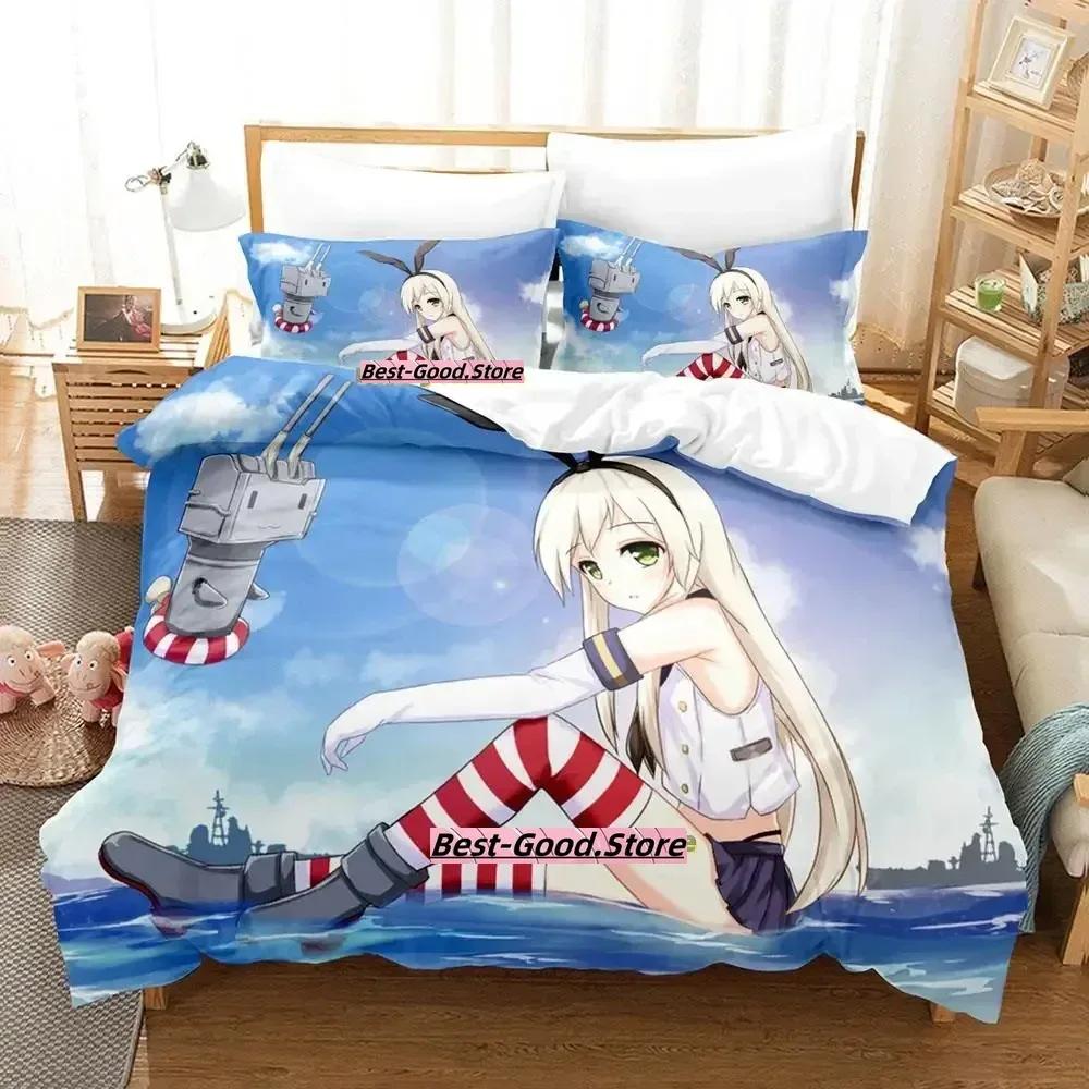 

New Kantai Collection Bedding Set Duvet Cover Sheet Printed Bed Set Pillowcase Bed Full Queen King Size Comforter Bedroom 70x133cm 2pcs