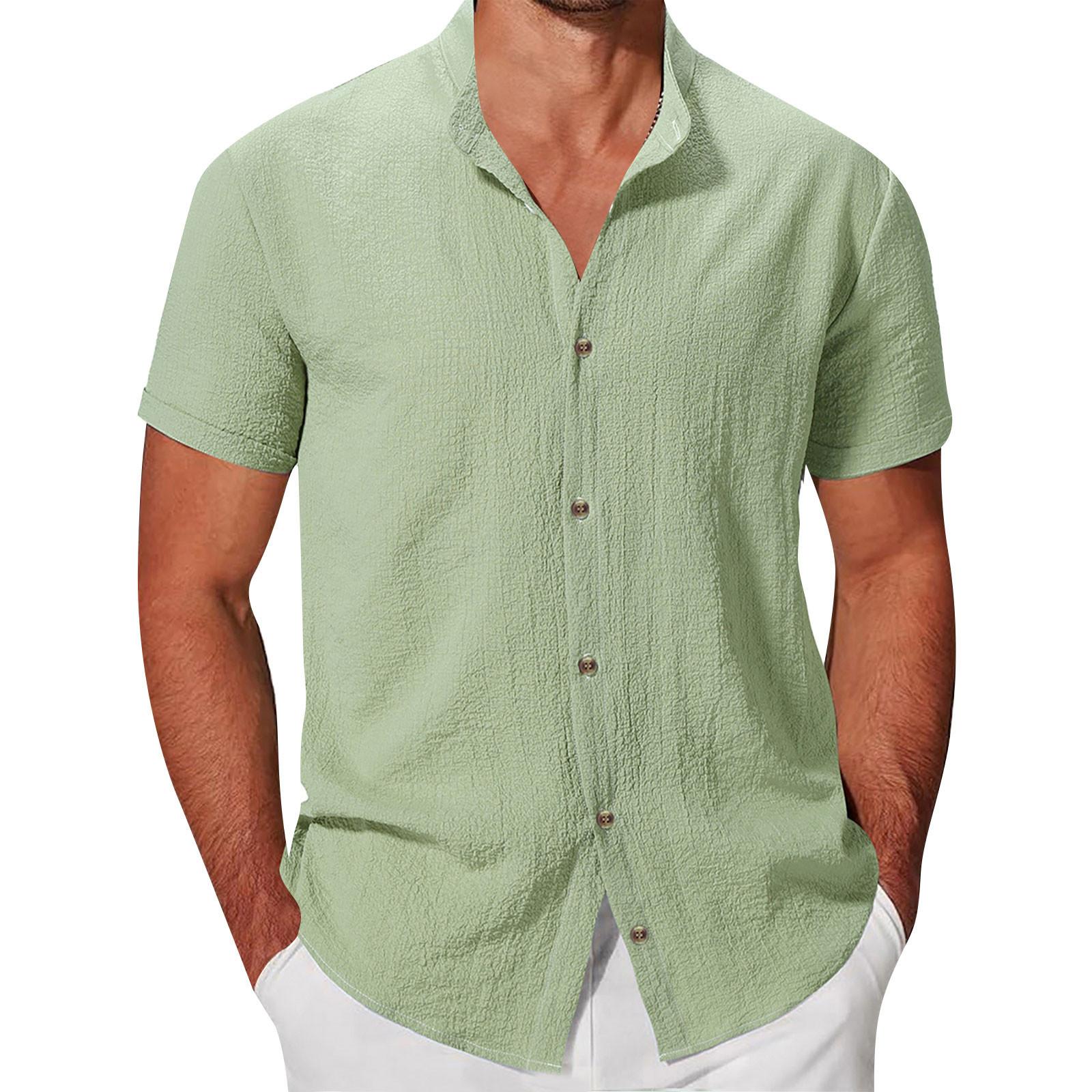 

Гавайская рубашка для мужчин, мужские винтажные рубашки для боулинга на пуговицах, летняя пляжная рубашка с коротким рукавом L армия зеленый