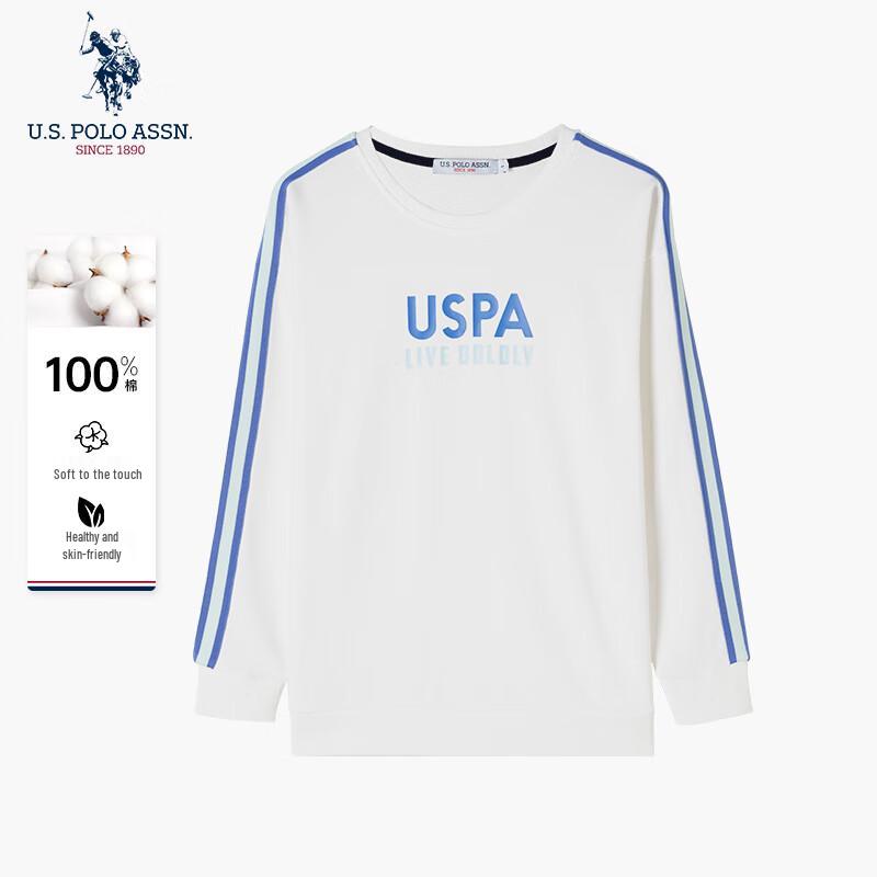 U.S. POLO ASSN. Women s Cotton Long-Sleeve Sweatshirt L чистый белый