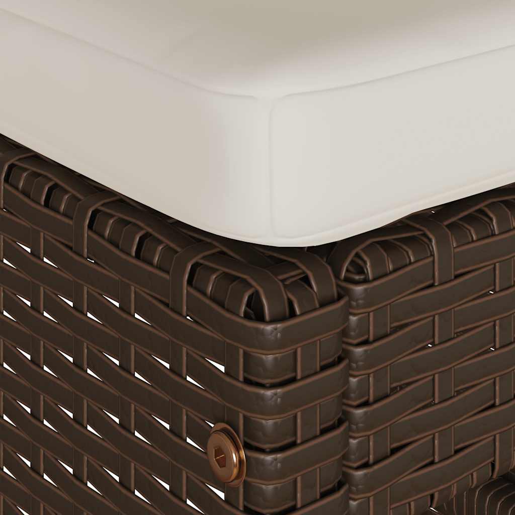 Garden Bar Stool with Cushions 2 pcs Brown Poly Rattan