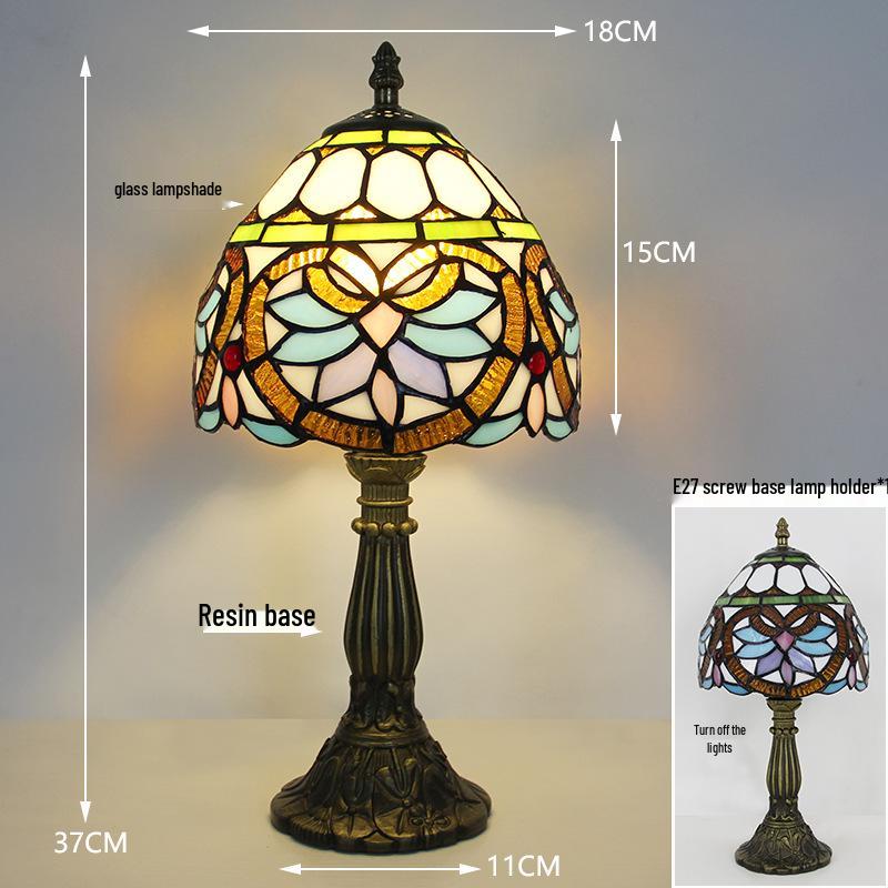 Tiffany Vintage Stained Glass Table Lamp for Bedside or Cafe