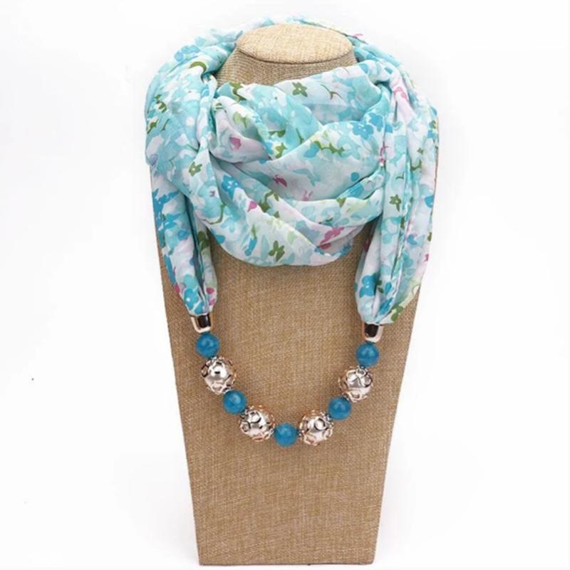 YLWHJJ Multi-style Decorative Jewelry Necklace Resin Beads Pendant Scarf Women Foulard Femme Head Scarves Hijab Scarfs