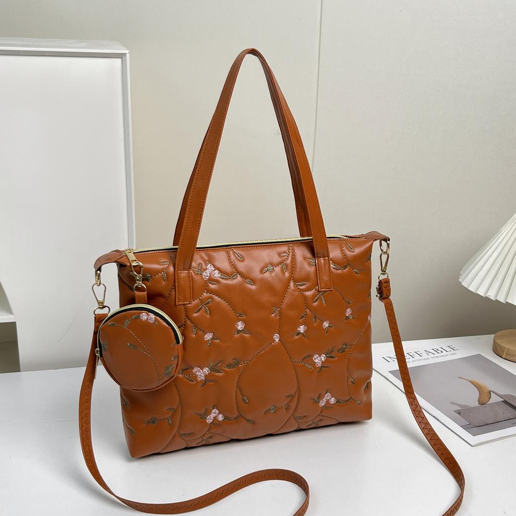 JYL TS Women's Sling Bags  Large Capacity Bag 001 Hand Shoulder PU Embroidered Flower Fashion Women Bag