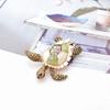 New Rhinestone Turtle Brooches For Women Vintage Enamel Pin Fashion Animal Accessories Creative Deisgn Vivid Jewelry