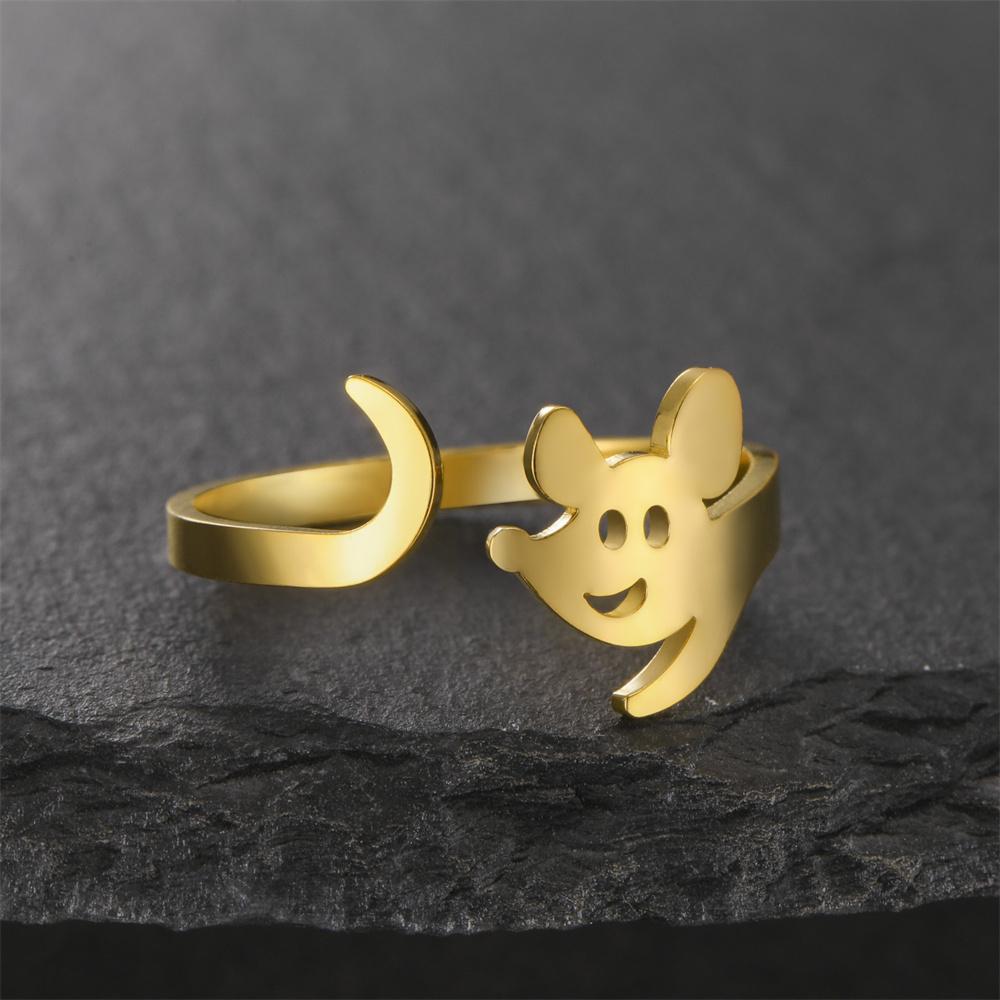

My Shape Cute Mouse Ring for Women Teen Girls Stainless Steel Open Thumb Rings Pinky Rings Animal Rat Ring Fashion Jewelry Gifts resizable