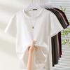 Women's Ribbed Cotton Round Neck T-Shirt - Short Sleeve, Casual Slim Fit, Summer Essential