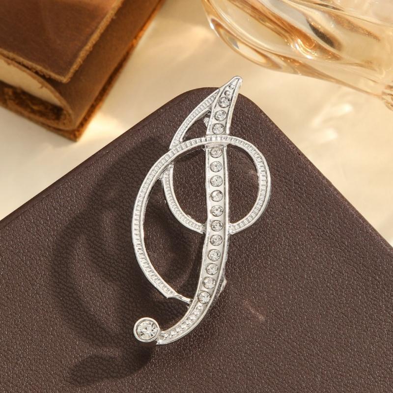 2Pcs  Full  Encrusted Gold And Silver Alphabet Letter Brooches Pins Minimalist Clothing Jewelry Accessory