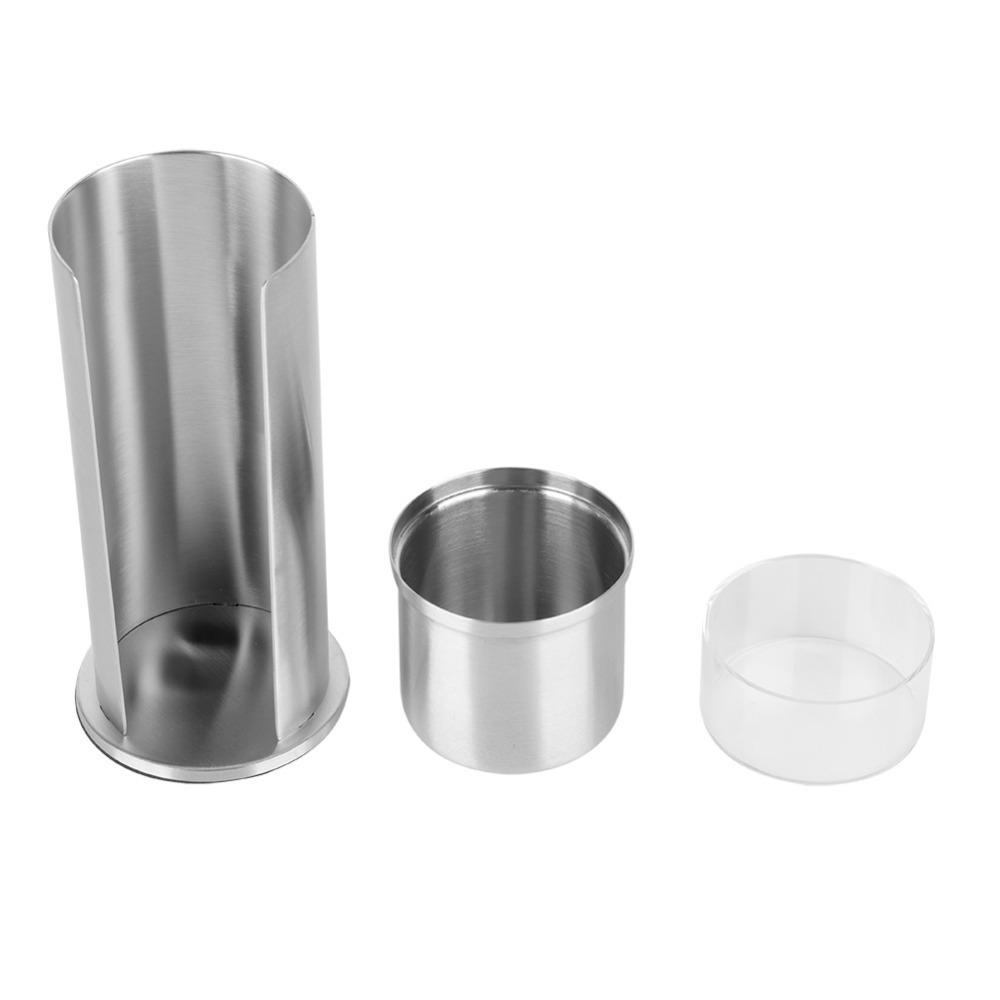 

Stainless Steel Makeup Storage Organizer Acrylic Lids Detachable Dispenser Cotton Swabs Organizer Decorative Countertop