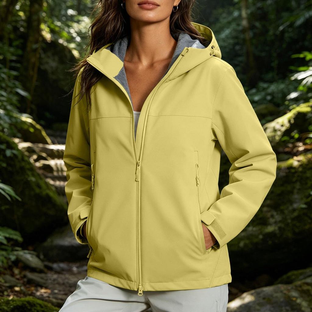 Women's Casual Zip Up Hooded Windbreaker Jacket Lightweight Outdoor Coat