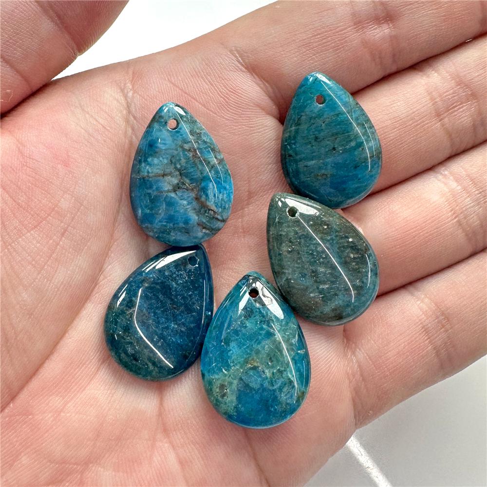 18X25MM Smooth Natural Blue Apatite Water Drop Pendant 1pc