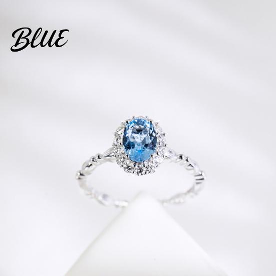 Blue Ring Rhinestone for Women Adjustable Opening Long-lasting Cubic
