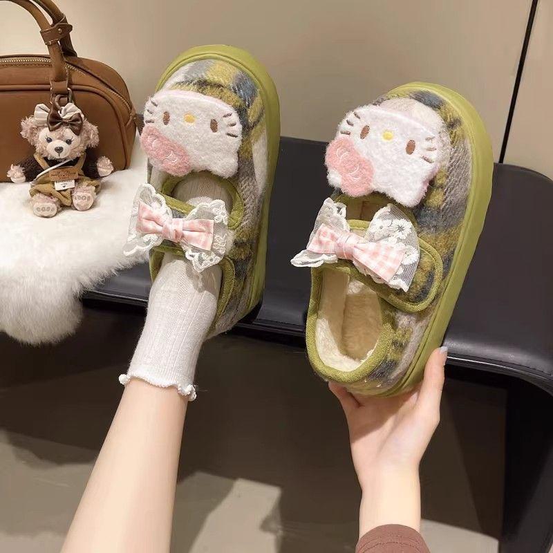 Fashion Versatile and Comfortable Platform Velcro Cotton Shoes for Women 2025 Autumn and Winter Cartoon Cute Kitten Muffin Cotton Shoes for Women