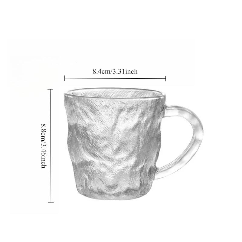 Стеклянный стакан 300 мл/400 мл с узором «Ледник» в стиле Ins с ручкой Высокий внешний вид Стакан для напитков Ощущение высокого качества Пивной стакан 1pcs