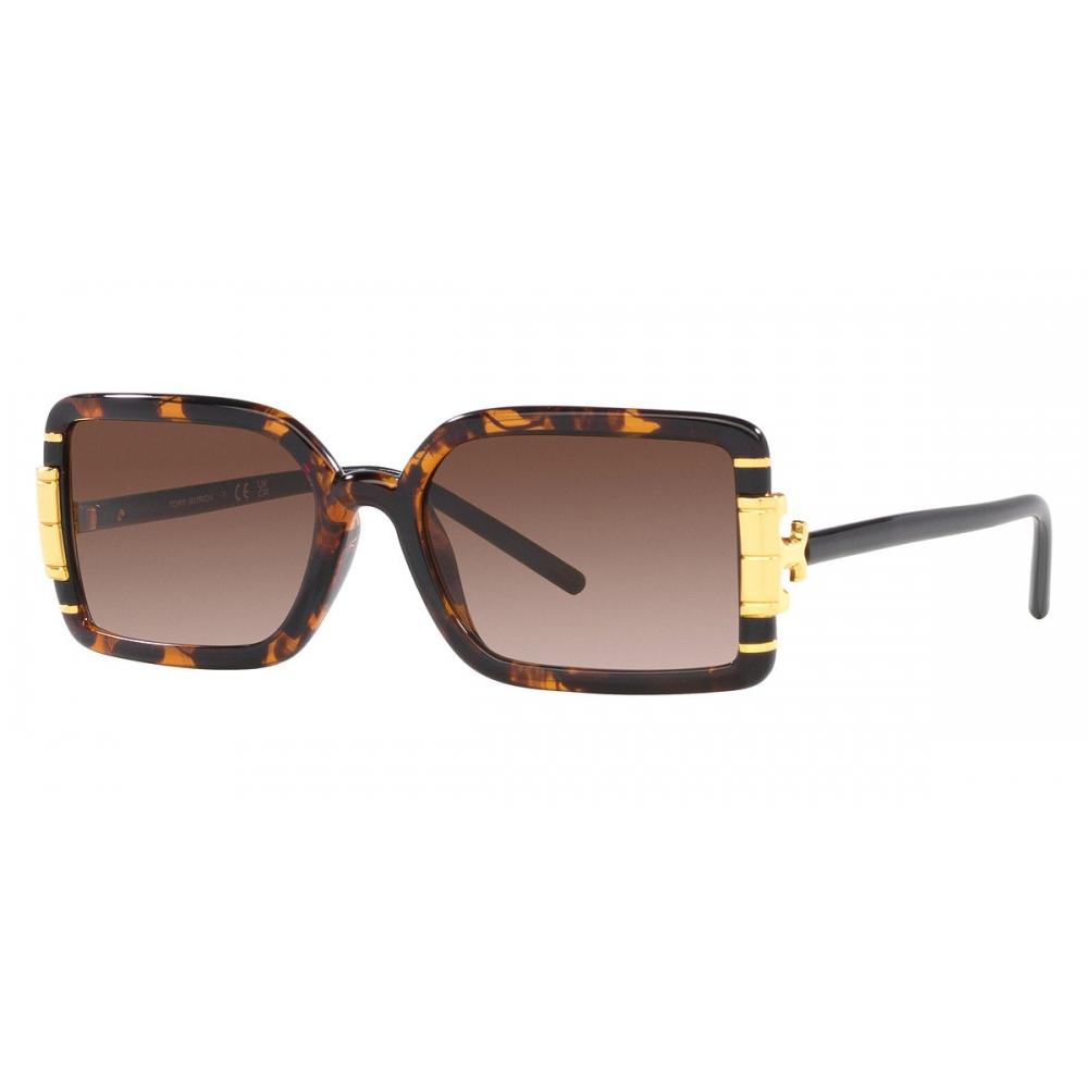 

Женские солнцезащитные очки Tory Burch 55 мм темно-черепахового/черного цвета