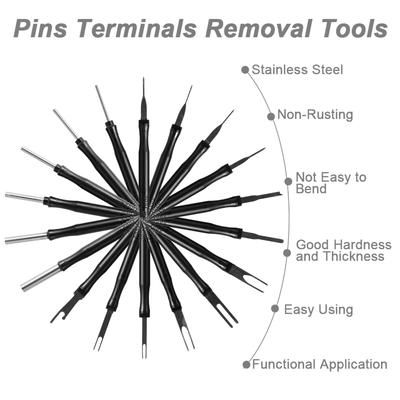 18Pcs Stainless Steel Terminal Removal Tool Kit Car Terminal Pin Retractor Kit for Most Connector Terminal Household Devices