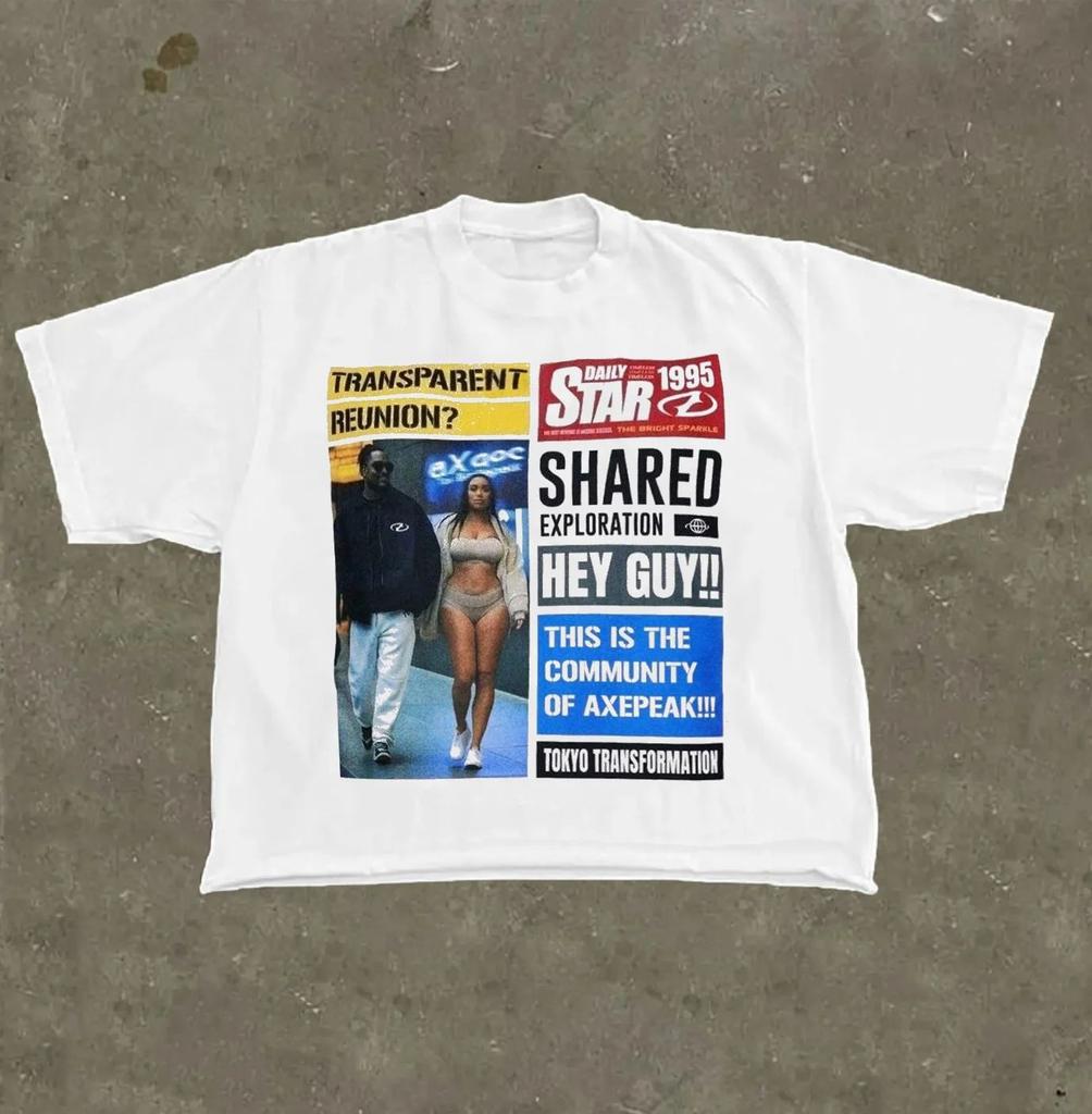 Vintage American High Street Bedrucktes Kurzarm Y2K Sporttop Trend Bedruckte Baumwolle Lässiges Lockeres T-Shirt Unisex