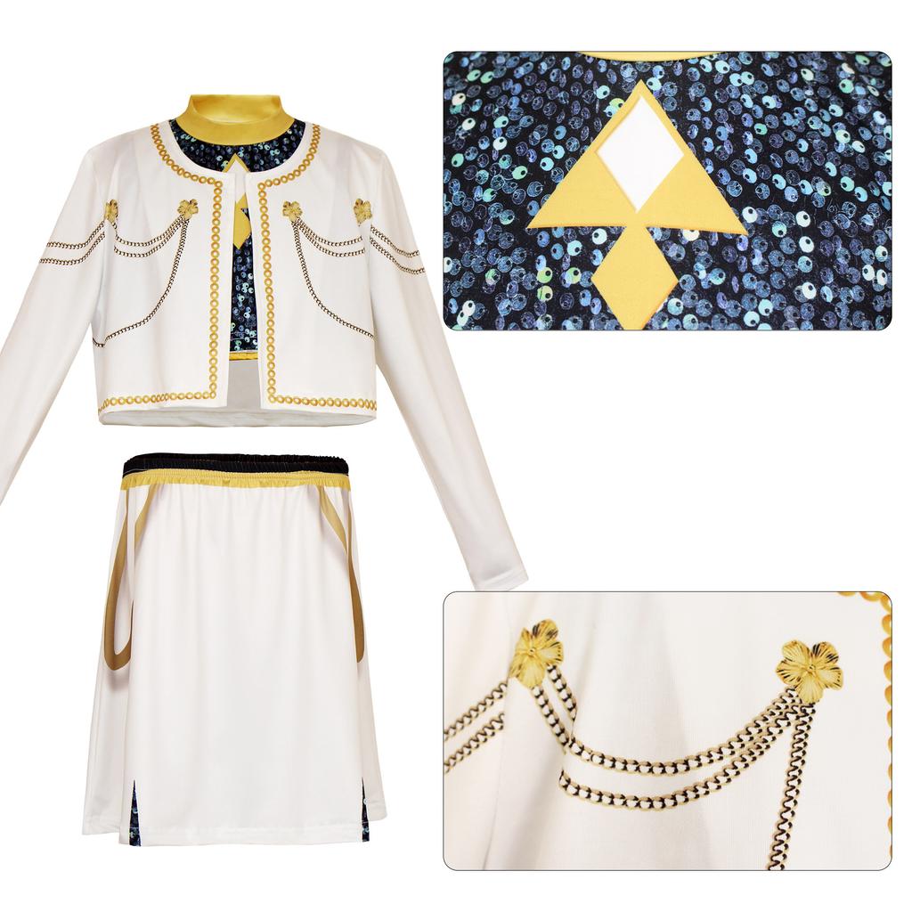 Girls POP Singer Hunters Stage Performance Printing Outfit Halloween Cosplay Costume for Carnival Party Pretend Game Role Playing Dress Up Suit